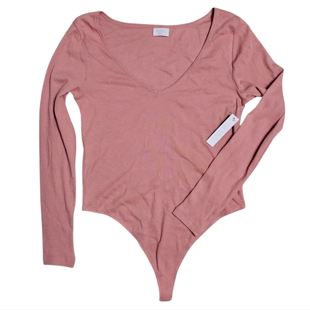 ABOUND Long Sleeve V-Neck Bodysuit pink dawn Womens Large